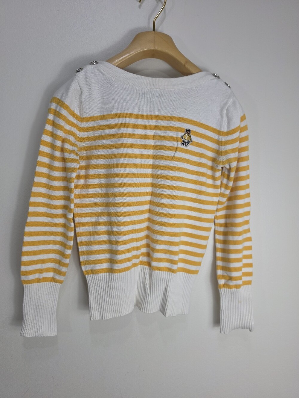 Teenie Weenie White and Yellow Striped Crewneck Sweater